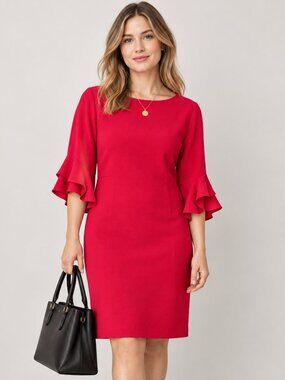 Karl Lagerfeld Paris Women's Ruffle Sleeve Sheath Dress – Size 12